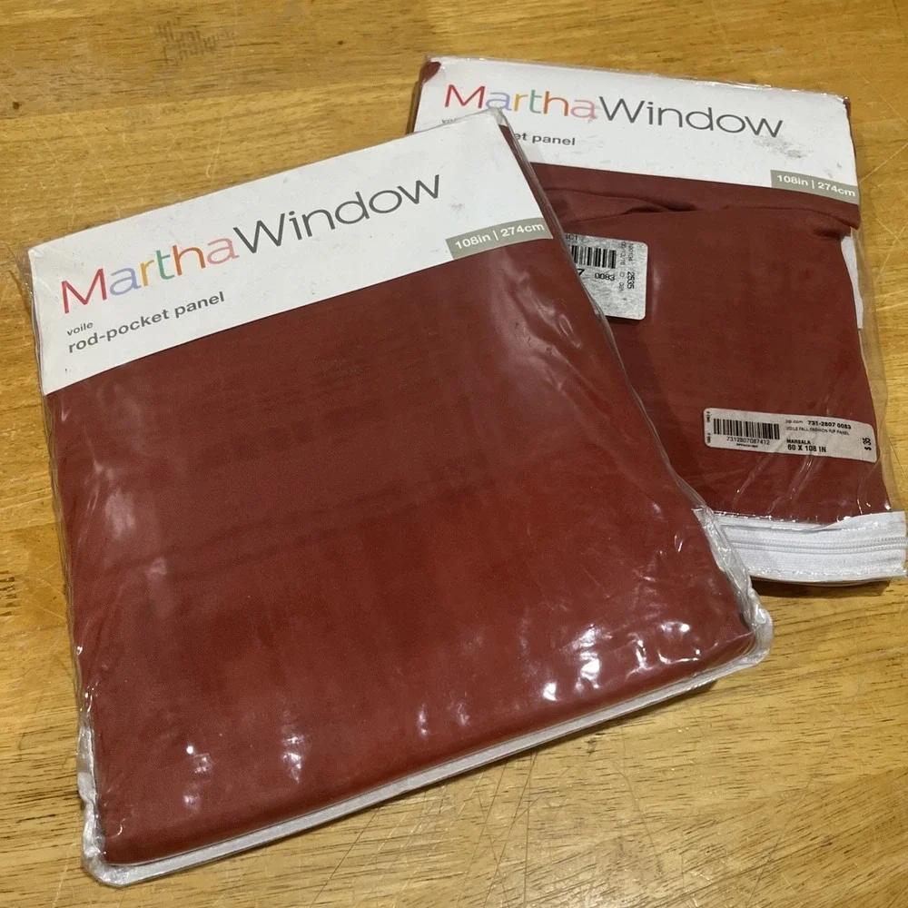 Martha Stewart Window (2) Marsala‎ Red Orange Rod Pocket Panels 60x108